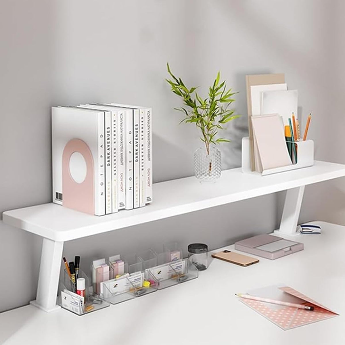 24x7.8 in Clamp on Desk Shelf, Adjustable Floating Desks Shelf Space Saving D...