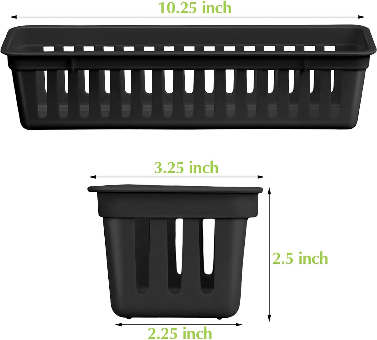 Domensi 24 Pack Slim Plastic Storage Basket Tray Organizer, Black