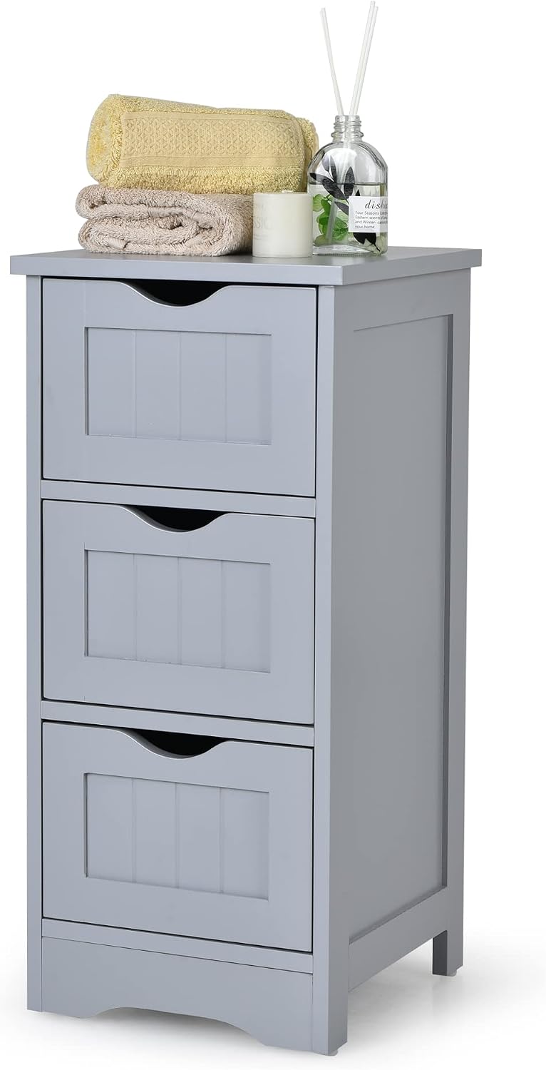 LOKO Bathroom Floor Cabinet, Modern Storage Cabinet (Grey)
