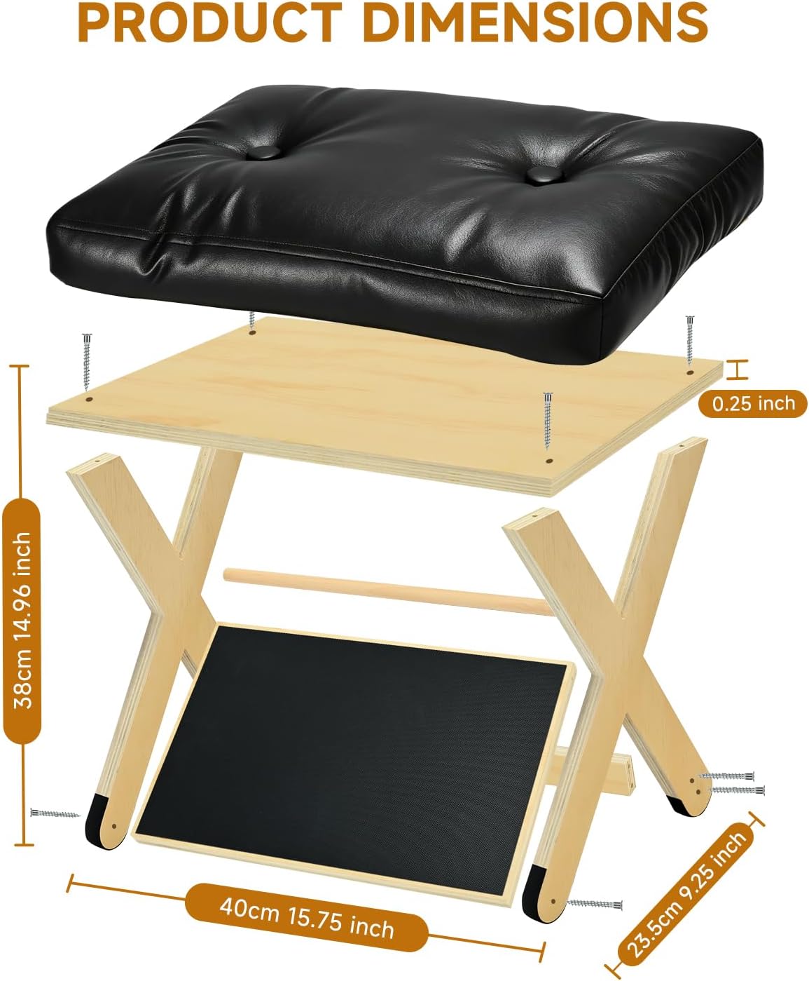 Adjustable Height Foot Rest Under Desk at Work, Solid Wood 4 Step Footrest
