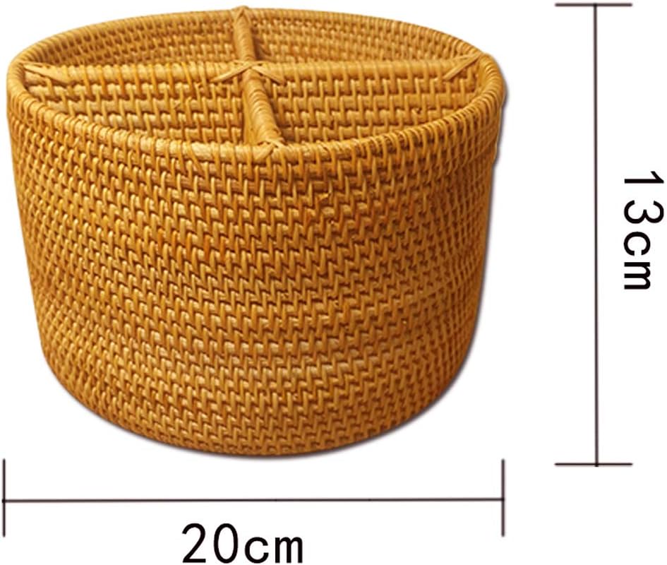 i-lan Natural Rattan 4 Compartments Storage Holder Cosmetics Organizer Utensi...