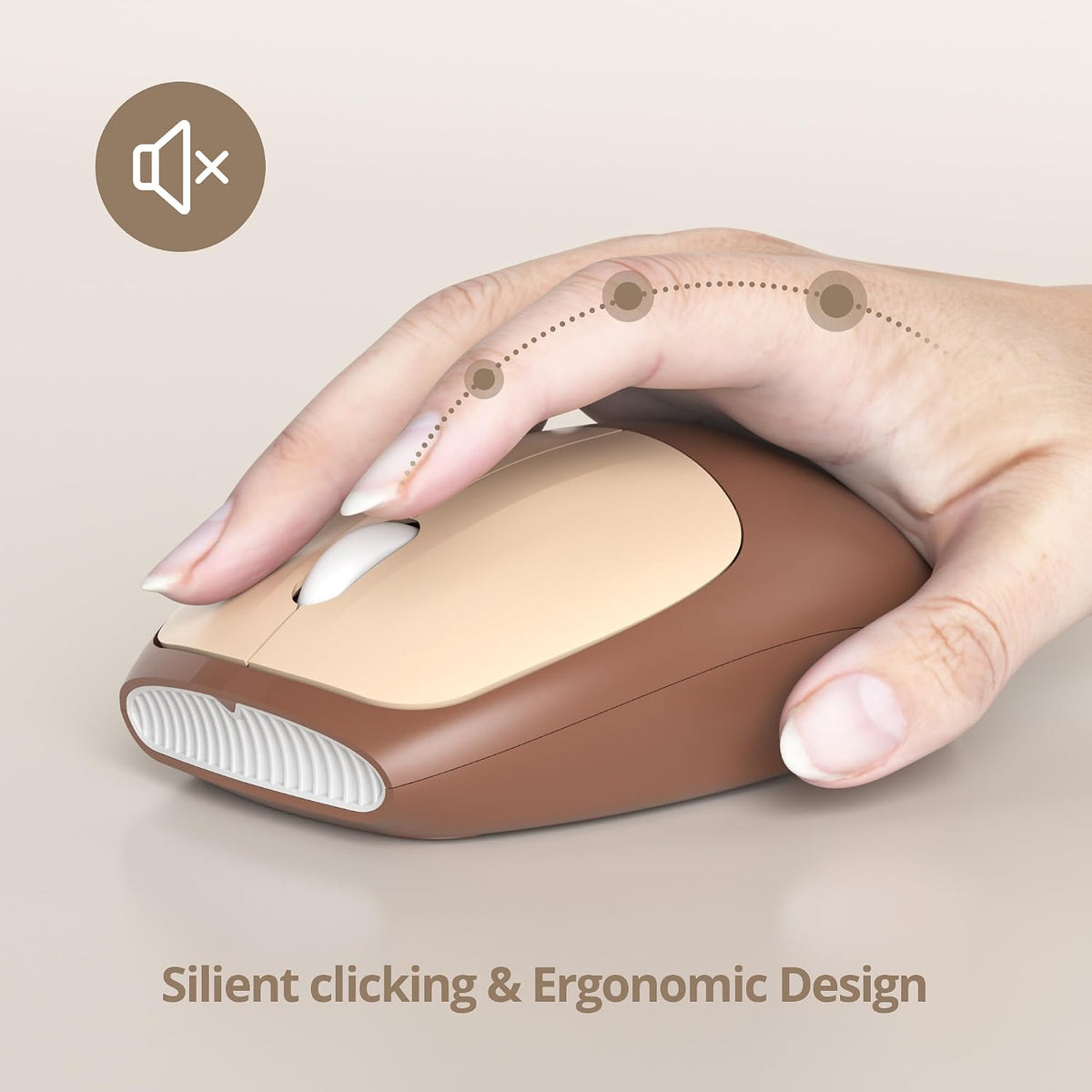 surmen Quiet Brown Keyboard and Mouse Wireless,Cute Neutral Keyboard,Coffee