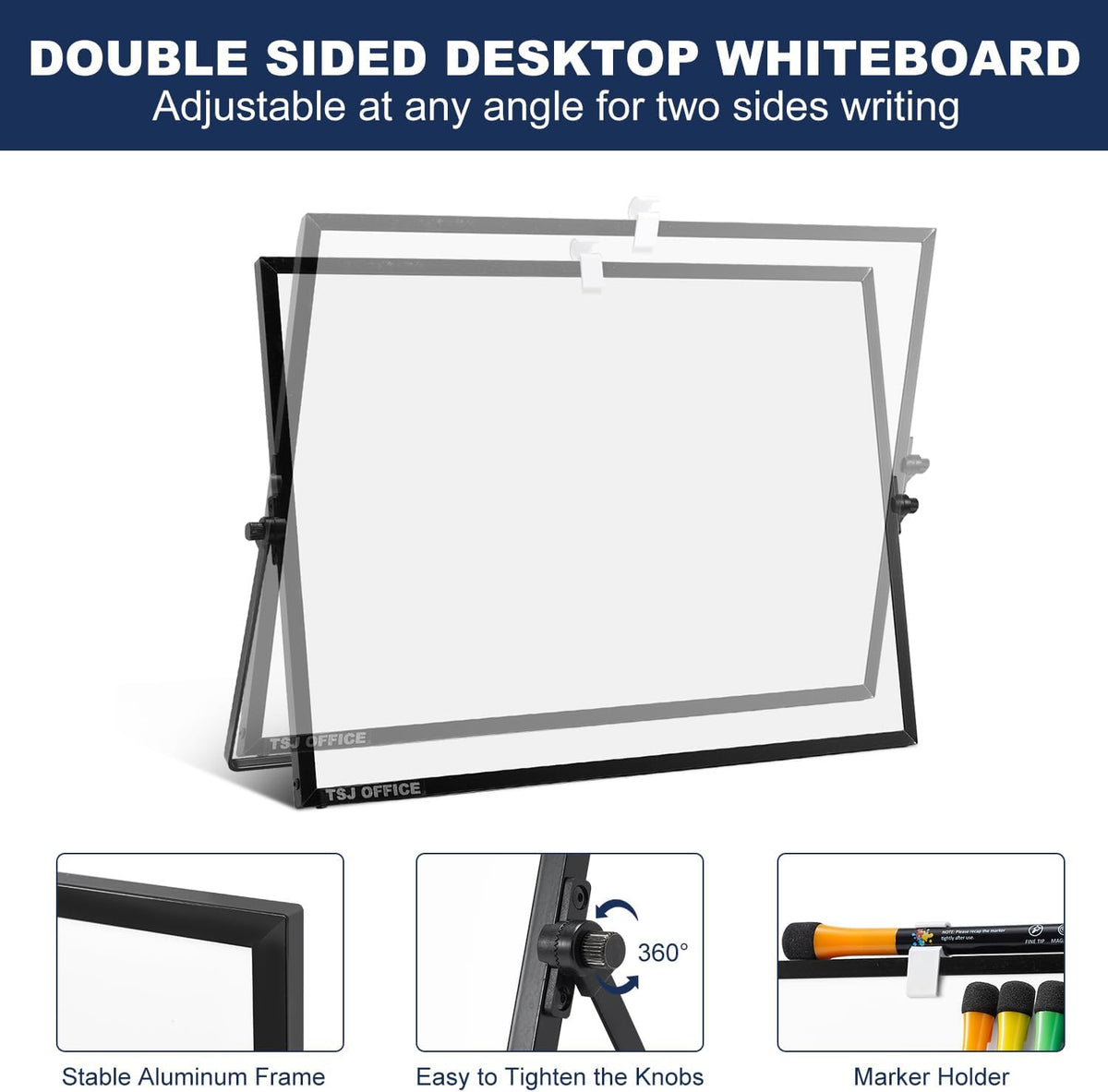 TSJ OFFICE Small White Board - 18 X 14 Inches Black Framed Dry Erase Board