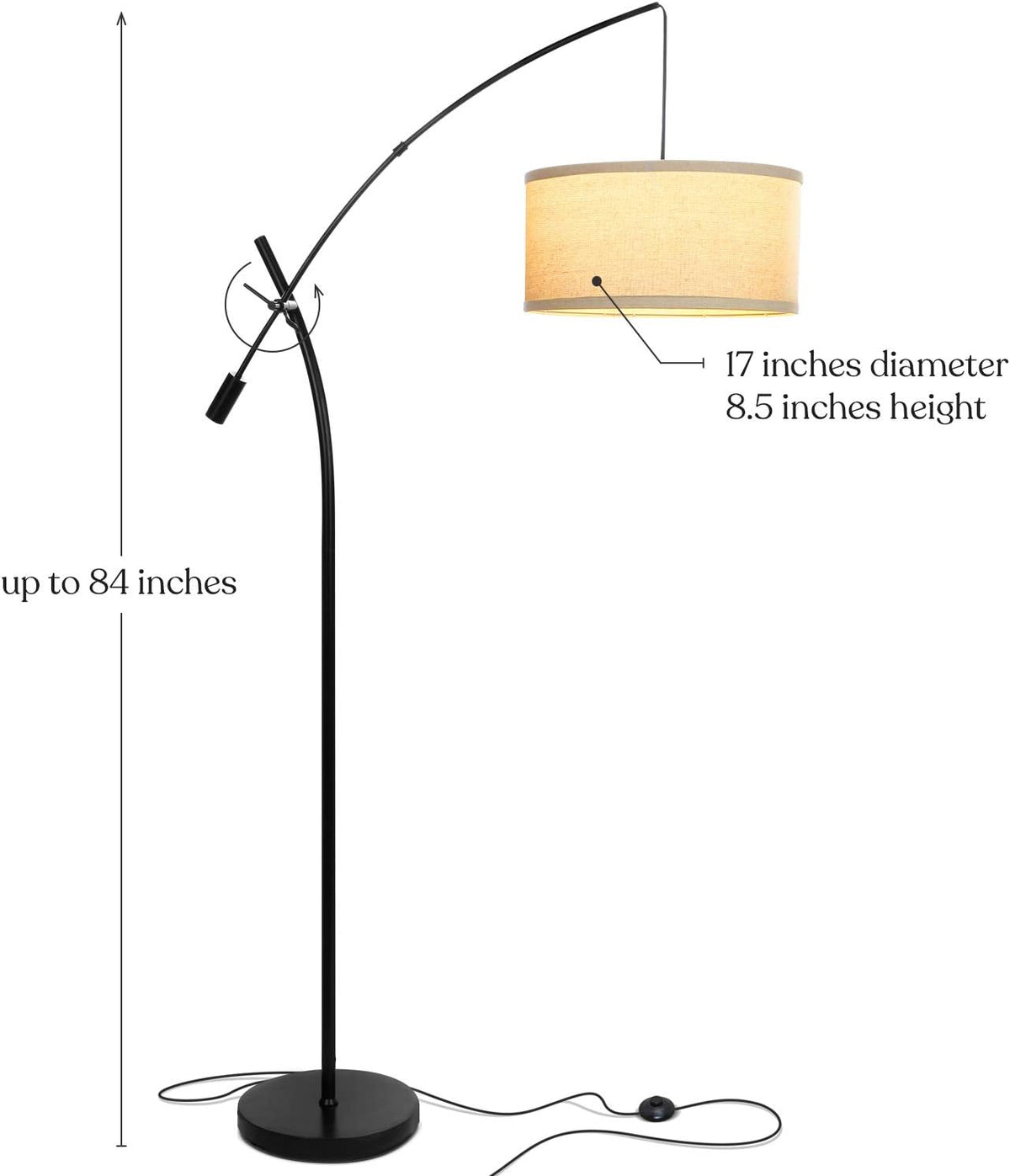 Brightech Grayson LED Arc Floor Lamp for Office & Living Room, Adjustable...