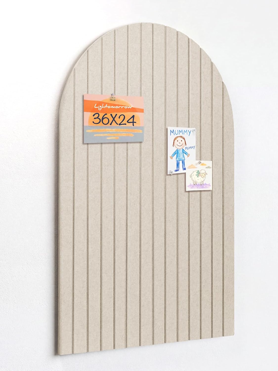 Arched Felt Bulletin Board, 35.4 x 23.6 Striped Pin Board for Wall