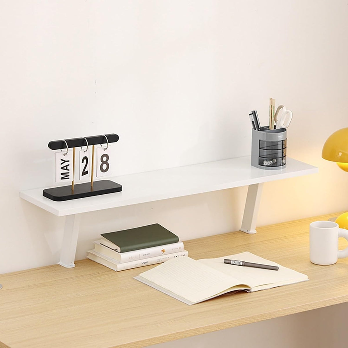 23.6x7.8in Clamp on Desk Shelf, Adjustable Desktop Organizer Extension Booksh...