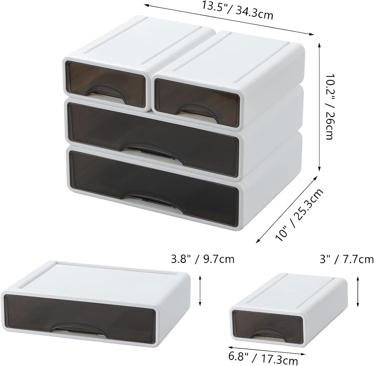 White Desktop Drawer Organizer Unit for Office Paper and Supplies