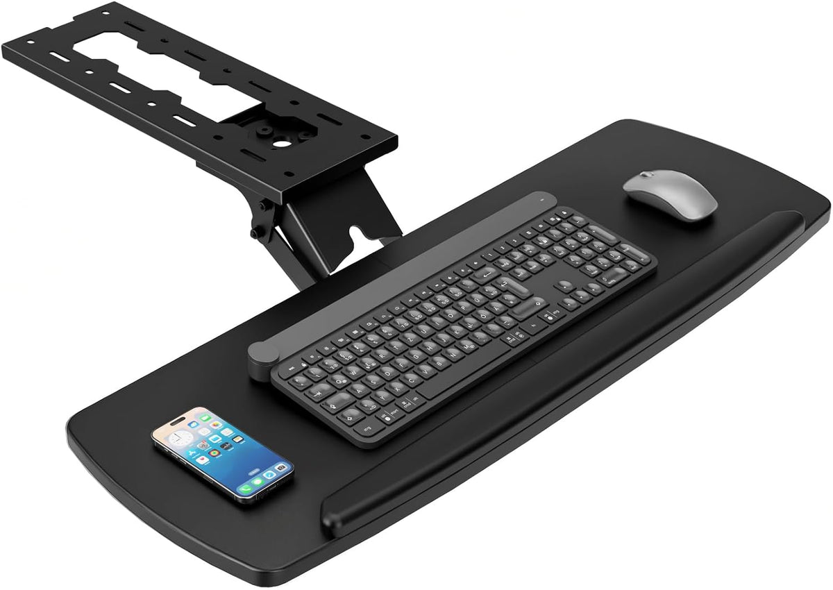 AX WABER Keyboard Tray Under Desk with Storage Drawer, Height Adjustable Keyb...
