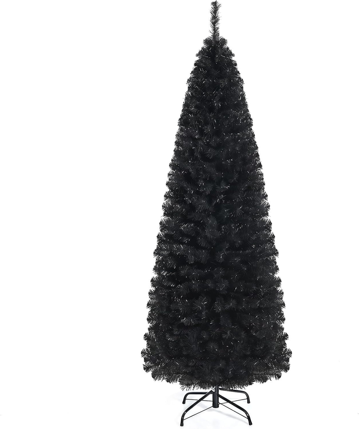 HAPPYGRILL 6 FT Black Pencil Christmas Tree, Artificial Skinny Xmas Halloween...