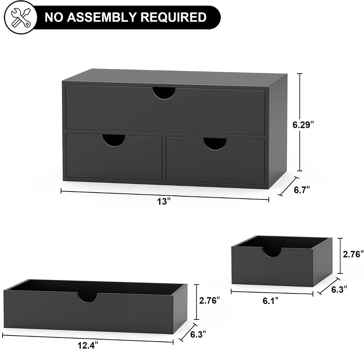 Bamboo Desk Organizer with Drawers Desktop Storage Drawers for Bills Office S...