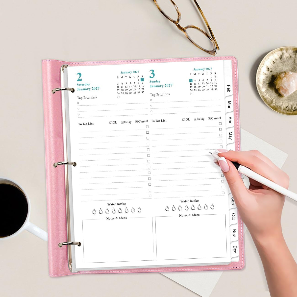 2027 Planner Refill - One Page Per Day, 3-Hole Daily & Monthly Planner Refill...