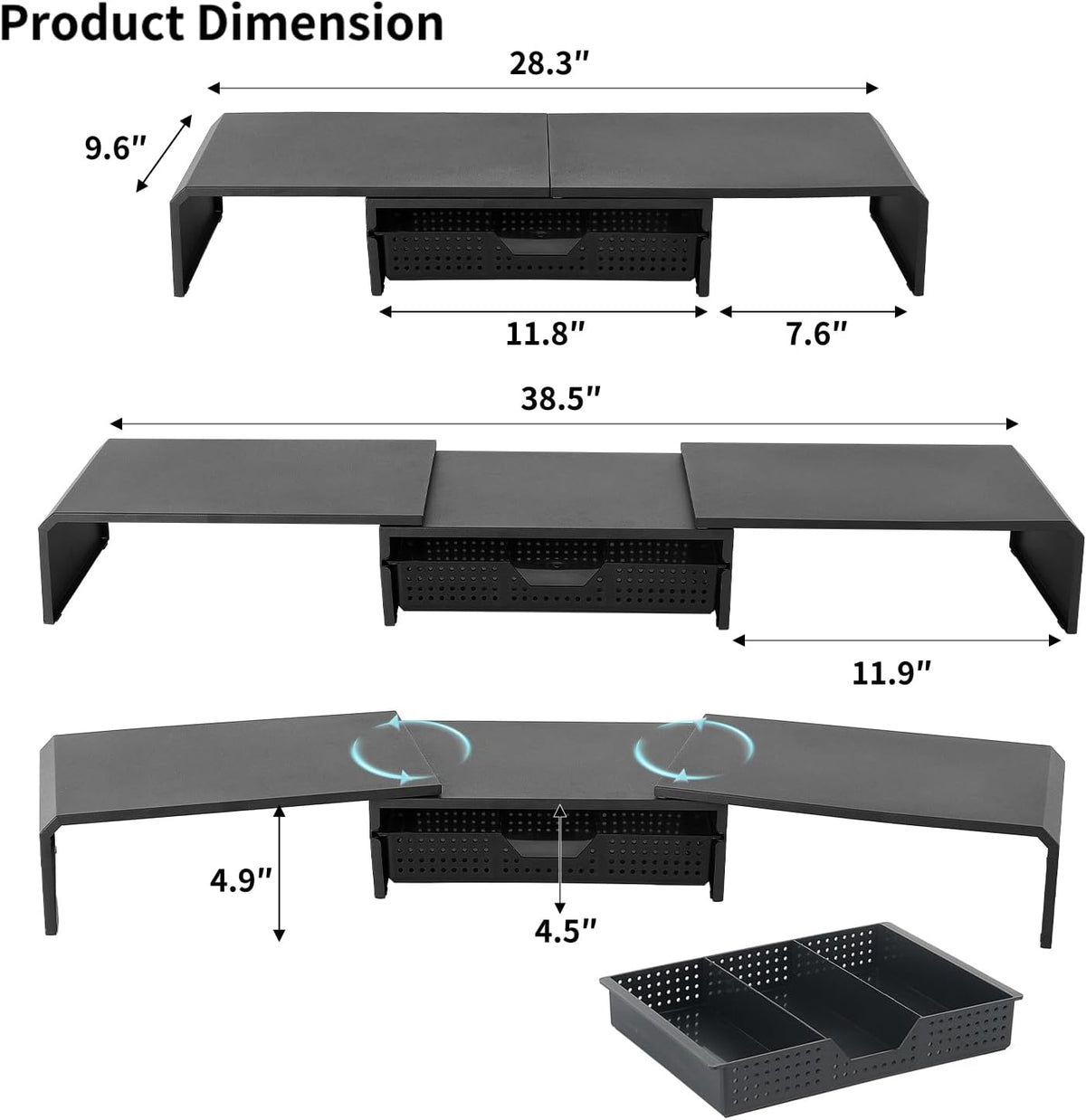 LEKETREE Dual Monitor Stand Riser with Drawer, Computer Stand for Desk, Works...