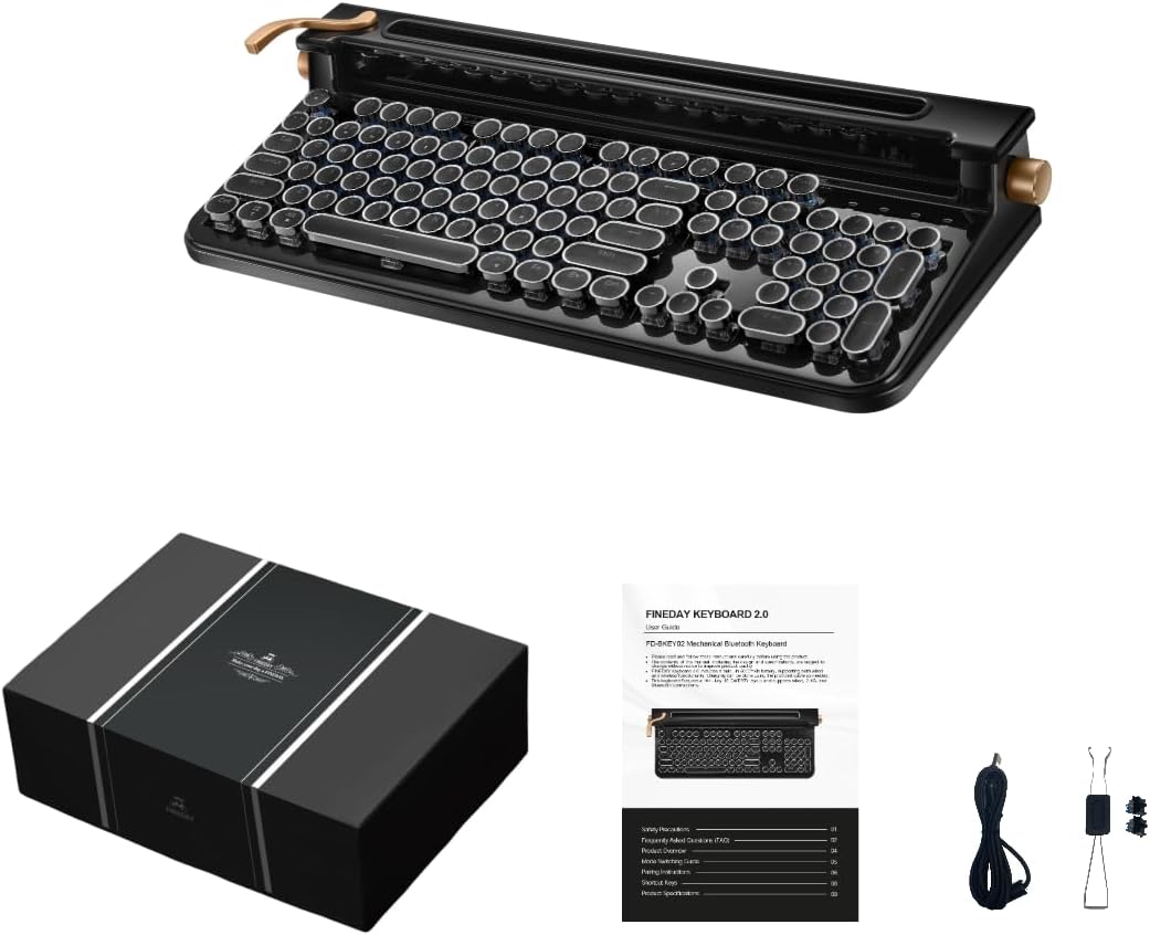FINEDAY Keyboard 2.0 Plus, 2.4G Wireless & Bluetooth, 104 Keys, Blue Swit...