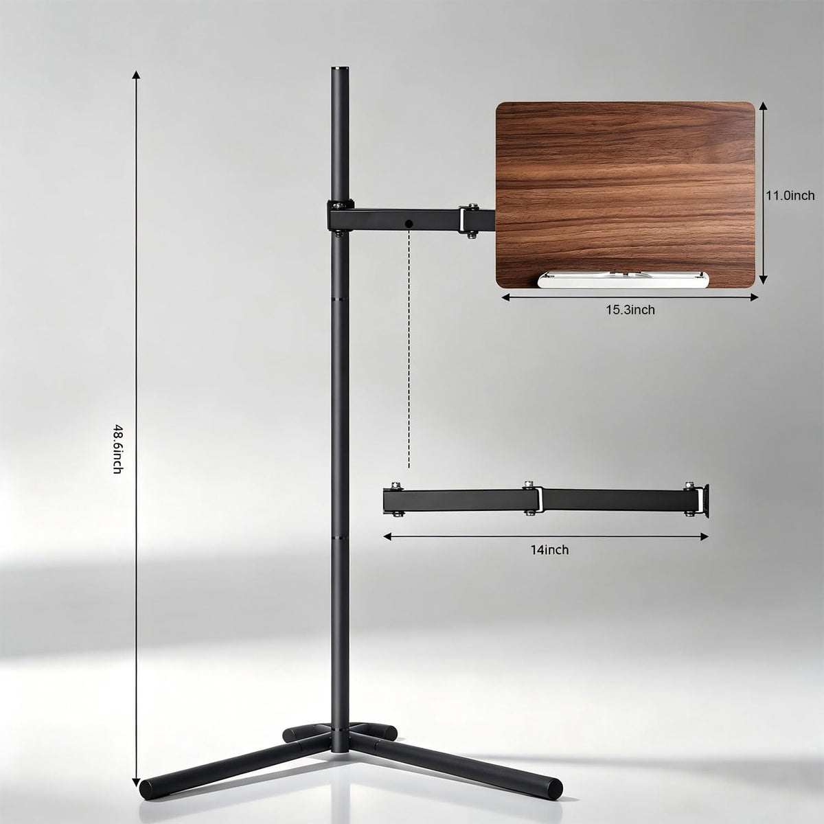 Adjustable Laptop Floor Stand for Bed, Couch, and Standing Desk Use, Large Si...
