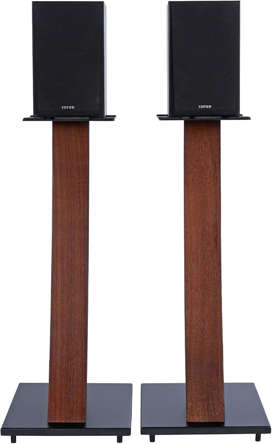 EXIMUS One Pair Fixed Height Universal Speaker Floor Stands with Real Wood - ...
