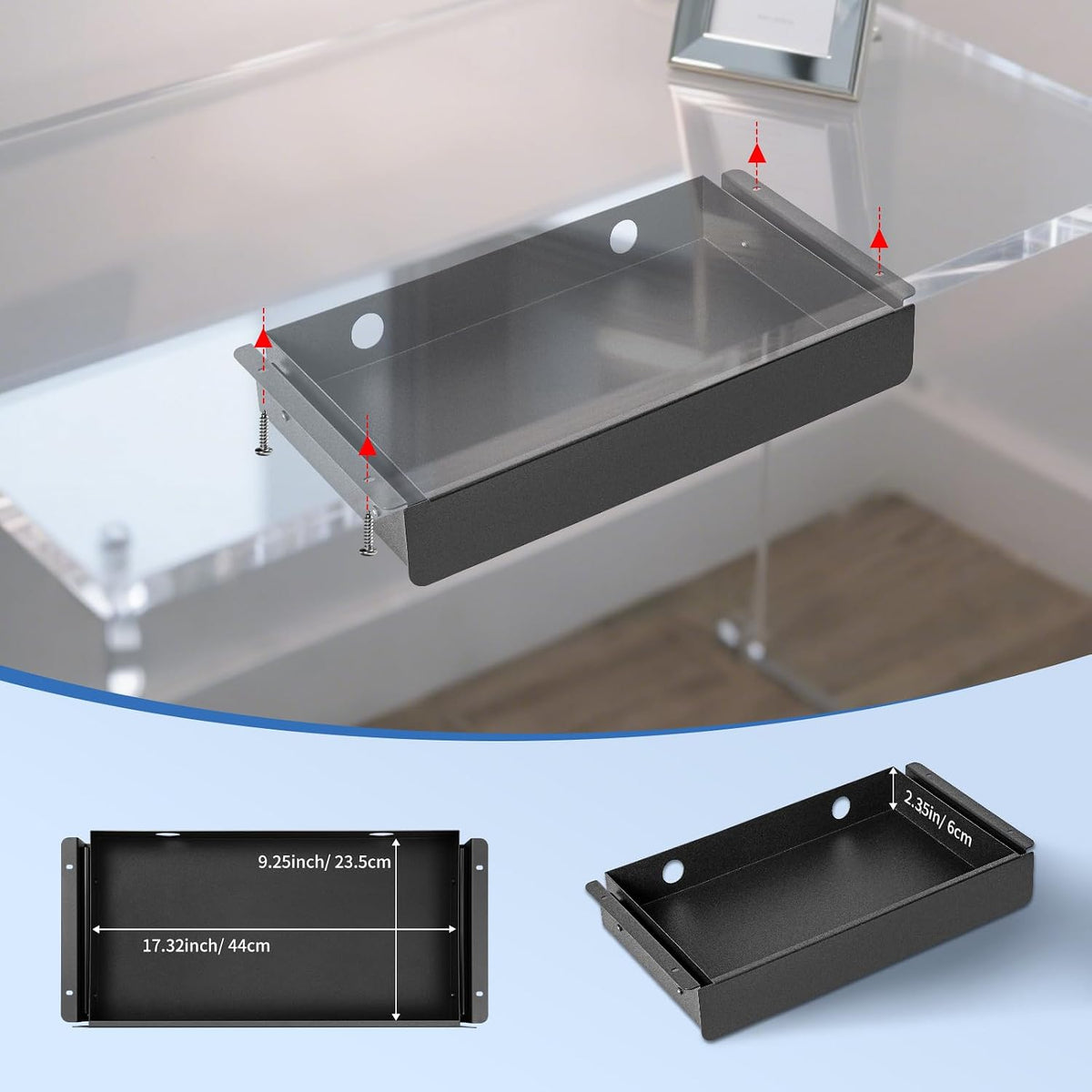 KHAMAL Under Desk Drawer Slide Out Large - Under Table Drawer 17.32" x 9...