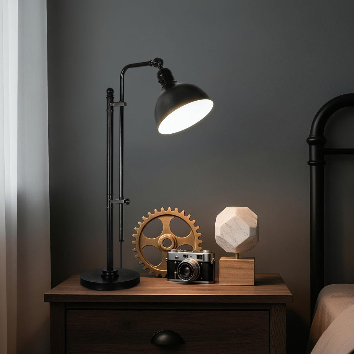 PARTPHONER Industrial Adjustable Desk Lamp for Home Office, Farmhouse Table l...