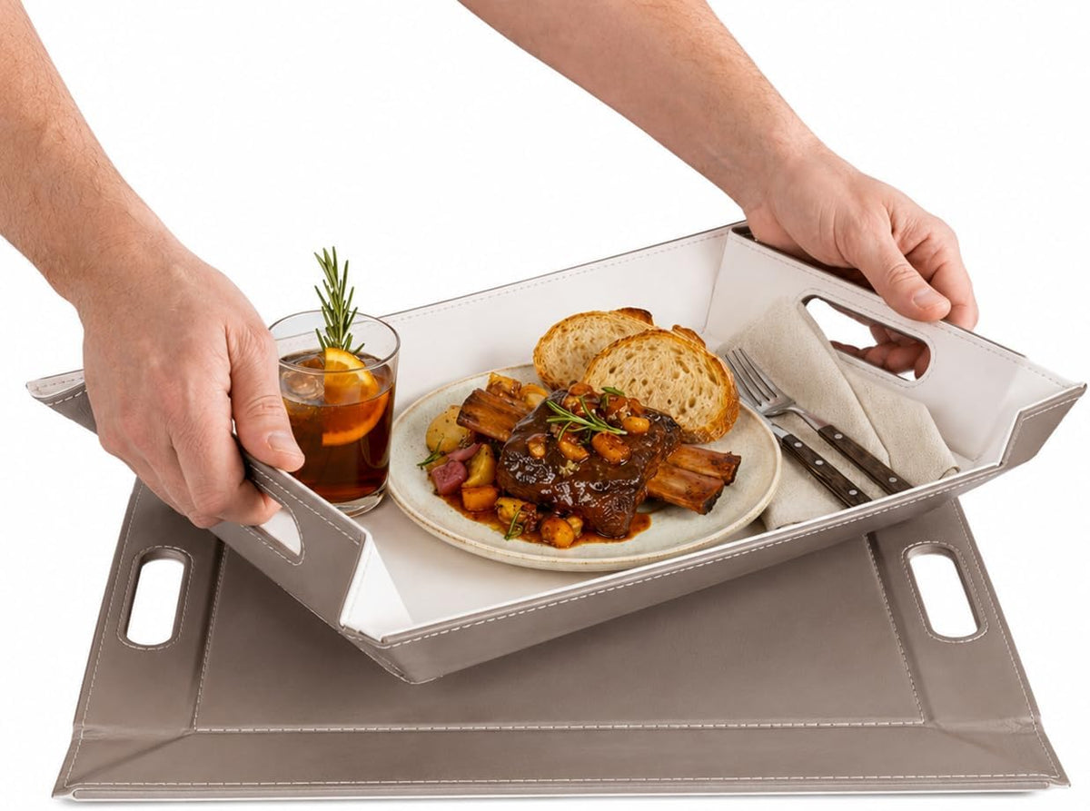 2-in-1 Serving Tray & Placemat | Faux Leather & Reversible