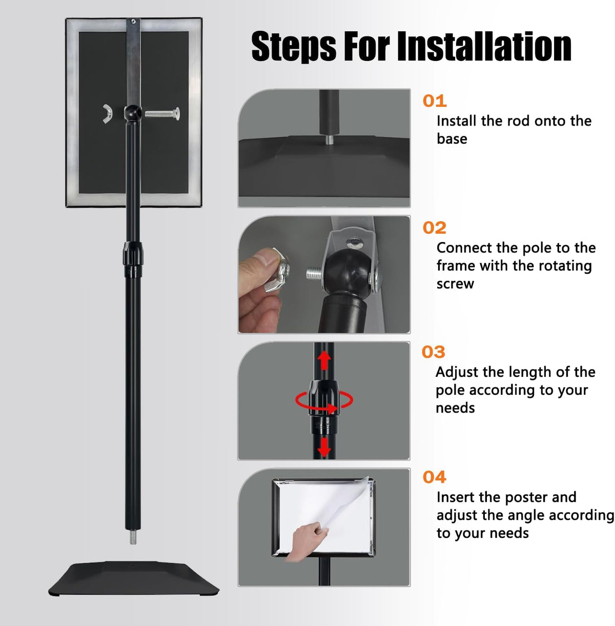 Sign Stand for Display, Weighted Iron Base Heavy Duty Signage Holder