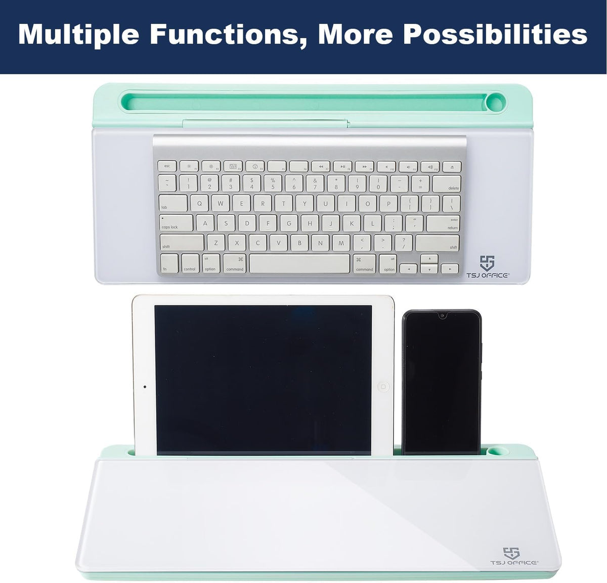 TSJ OFFICE Desktop Whiteboard Dry-Erase-Board - Computer Keyboard Stand White...