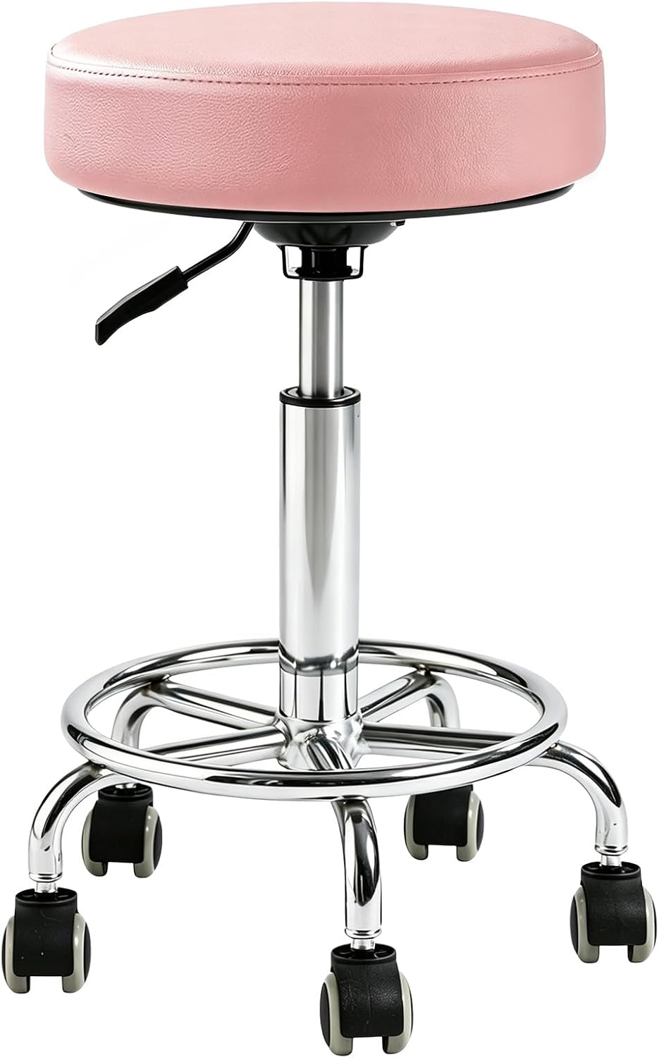 500lbs Heavy-Duty Adjustable Rolling Stool with Wheels & Foot pedal ring