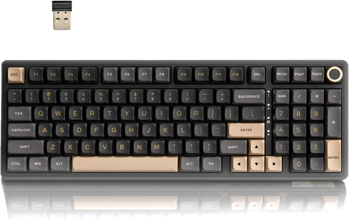 RK ROYAL KLUDGE R98 Pro Wireless Mechanical Keyboard, Creamy Bluetooth/2.4GHz...