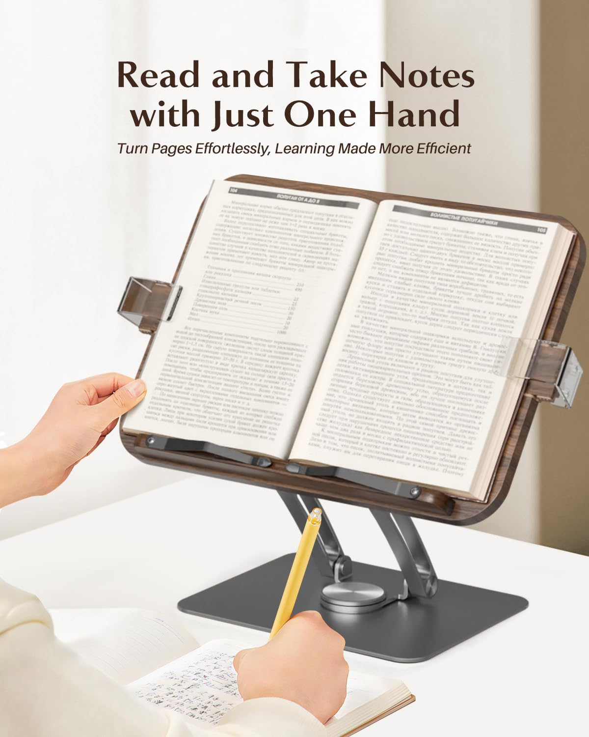 Book Stands for Reading,Adjustable Book Holder with 360° Rotating Metal Base,...
