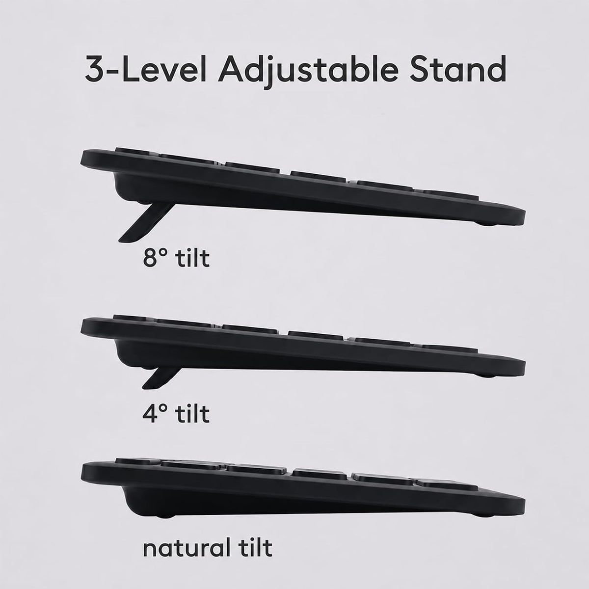 Wireless Keyboard and Mouse Combo, Multi-Device, Silent (Black)