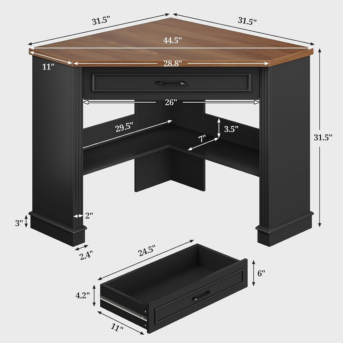 SEDETA Farmhouse Corner Desk for Small Space, White Small Computer Desk