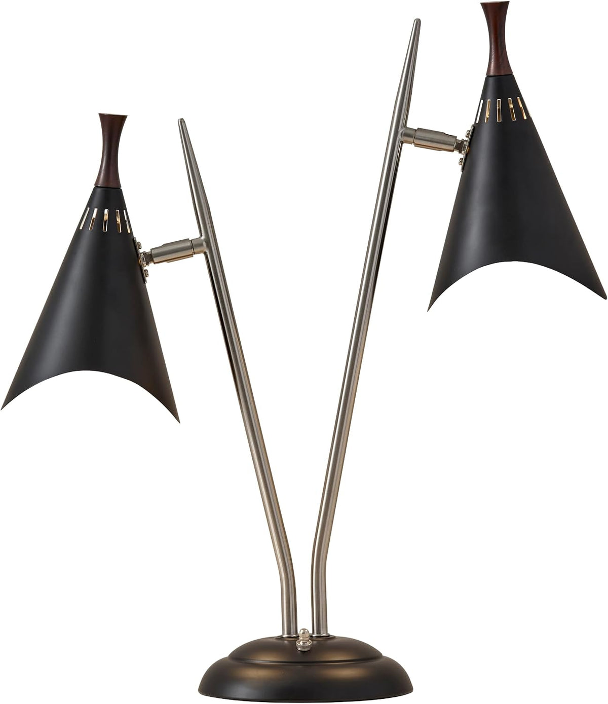 Adesso 2-Light Desk Lamp, Brushed Steel & Black, Adjustable Arms, 22”