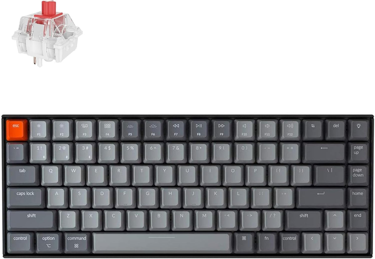 Keychron K2 75% Layout Bluetooth Mechanical Keyboard Super Red Switch/White L...
