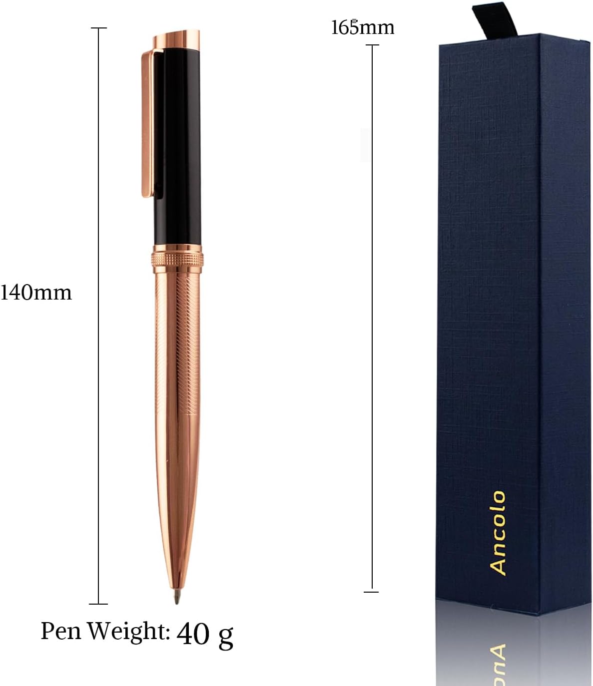 Ancolo Personalized Ballpoint Pens - Luxury Pens with 10 Black Ink Refill