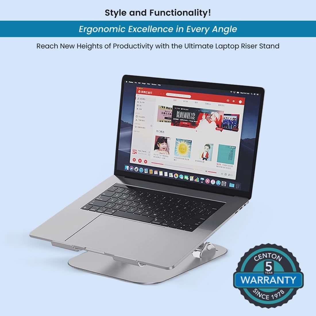OTM Essentials Aluminum Adjustable Laptop Riser Stand,