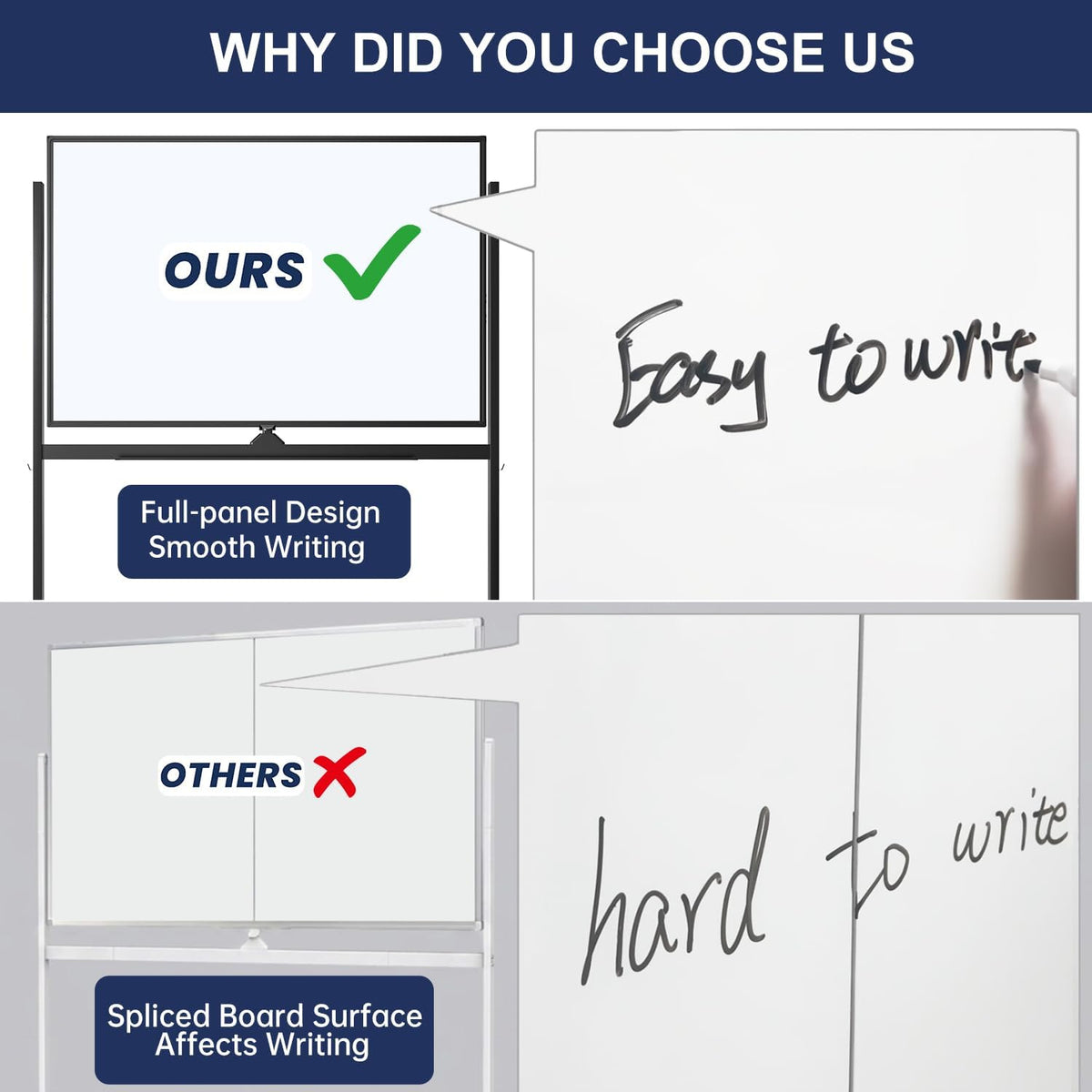 TSJ OFFICE Large Rolling Whiteboard - Dry Erase Magnetic 48 x 32 Inches White...