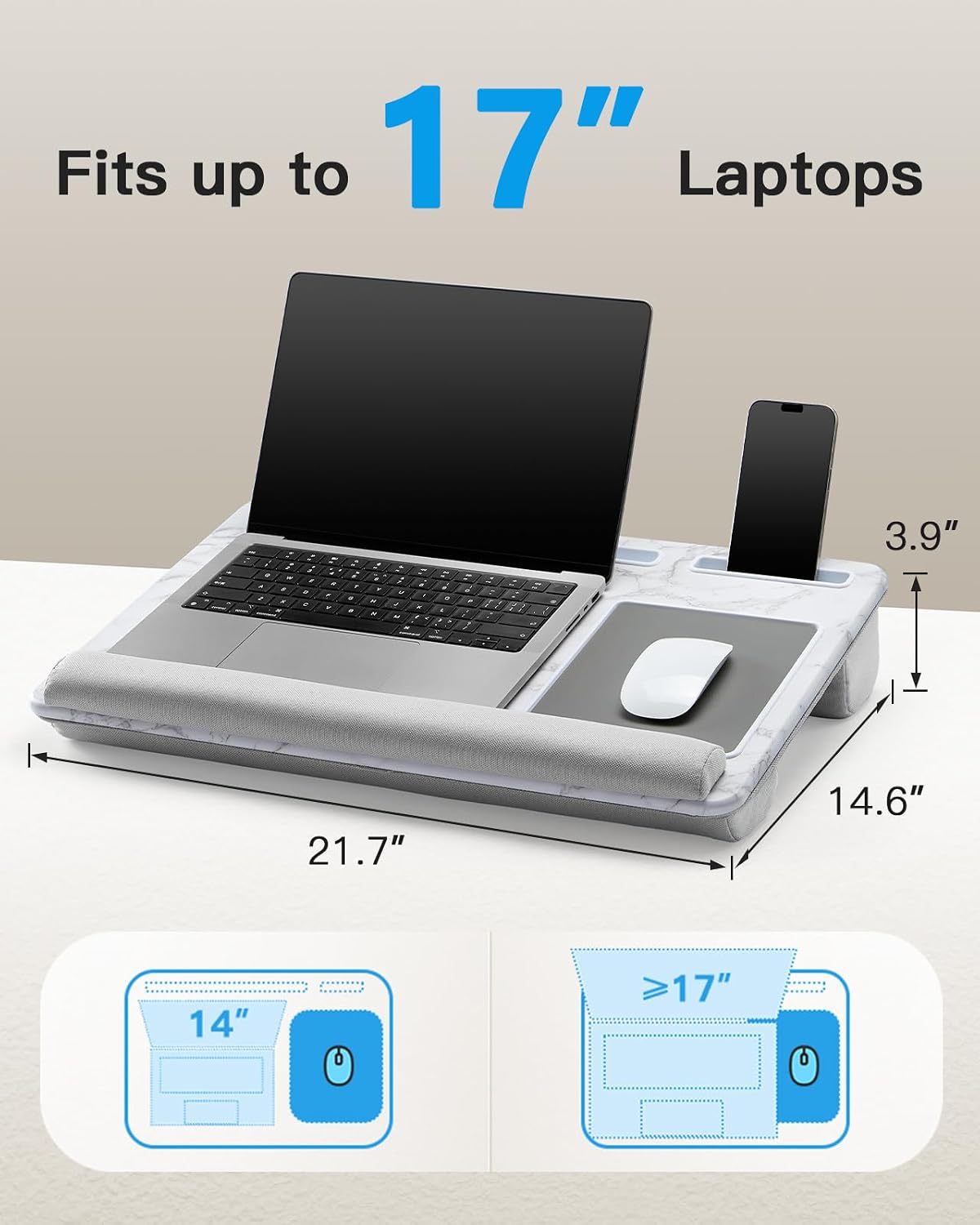 HUANUO Lap Desk - Fits up to 17 inches Laptop Desk, Marbling