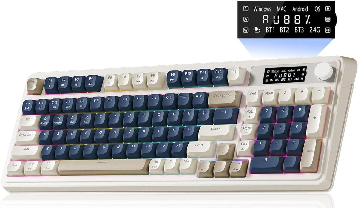 AULA S99 Pro Wireless Keyboard, Gaming Keyboards Media Knob Custom RGB Backli...