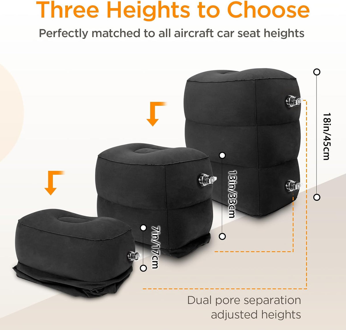 HOMCA Inflatable Travel Foot Rest Pillow for Airplane (2-Pack)
