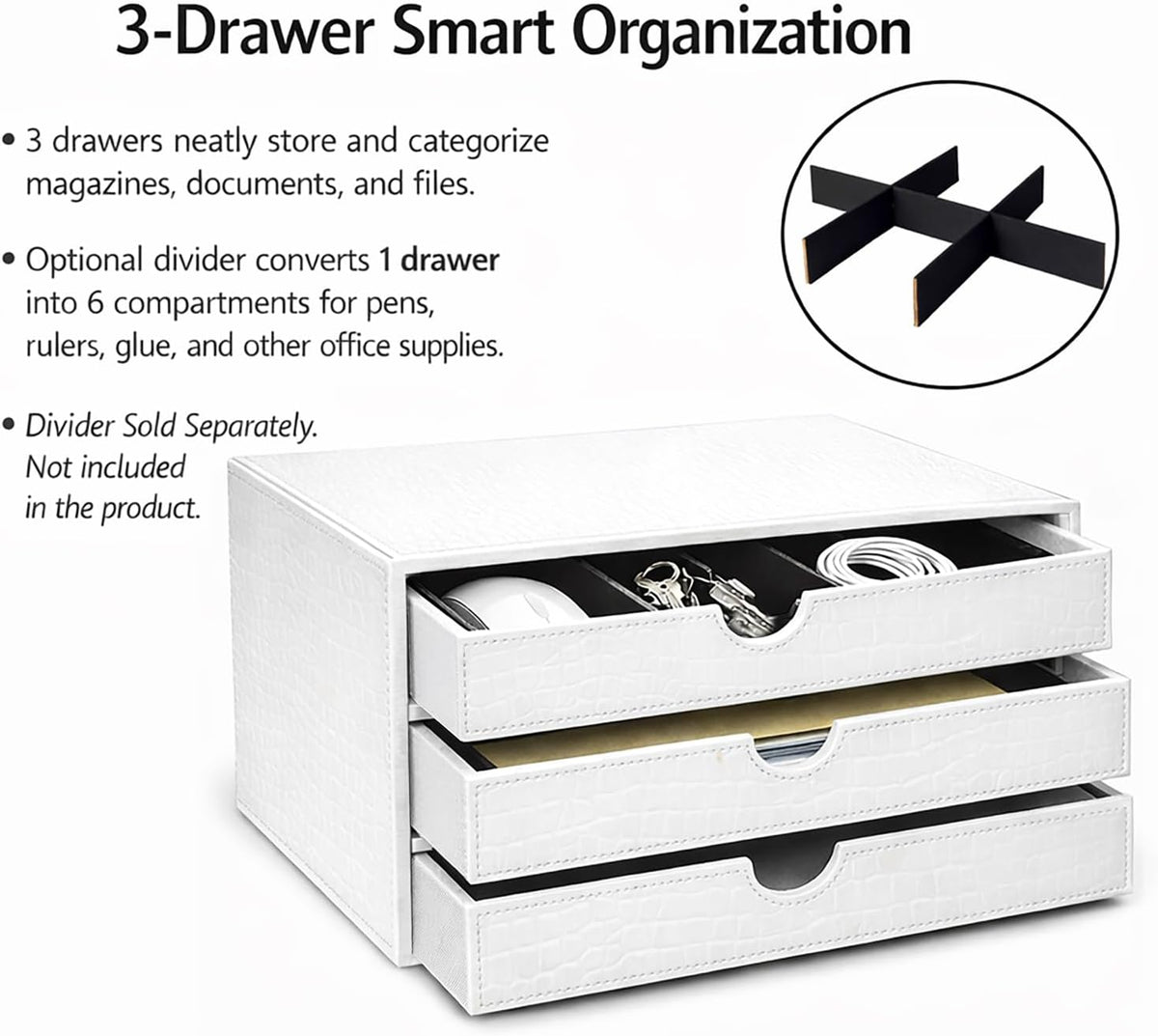 UnionBasic Document Organizer, 3-Drawer File Cabinet Document Storage Box, Of...