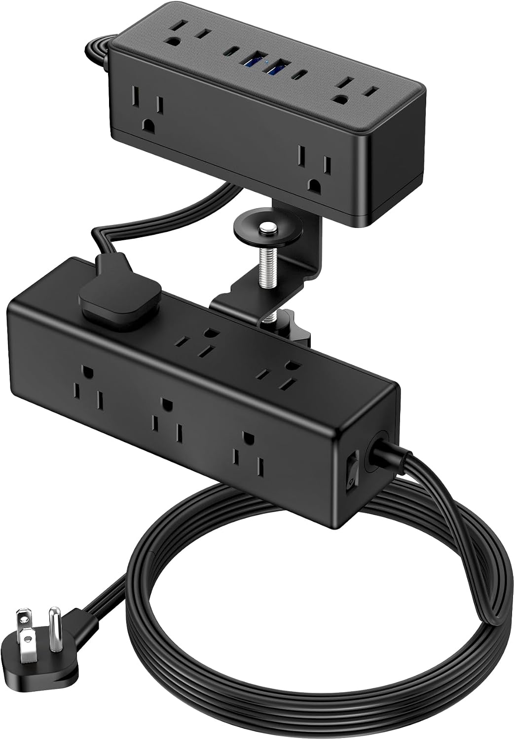 VILONG Dual Layer Desk Clamp Power Strip, 13 Outlets, 45W USB-C, 5FT Cord