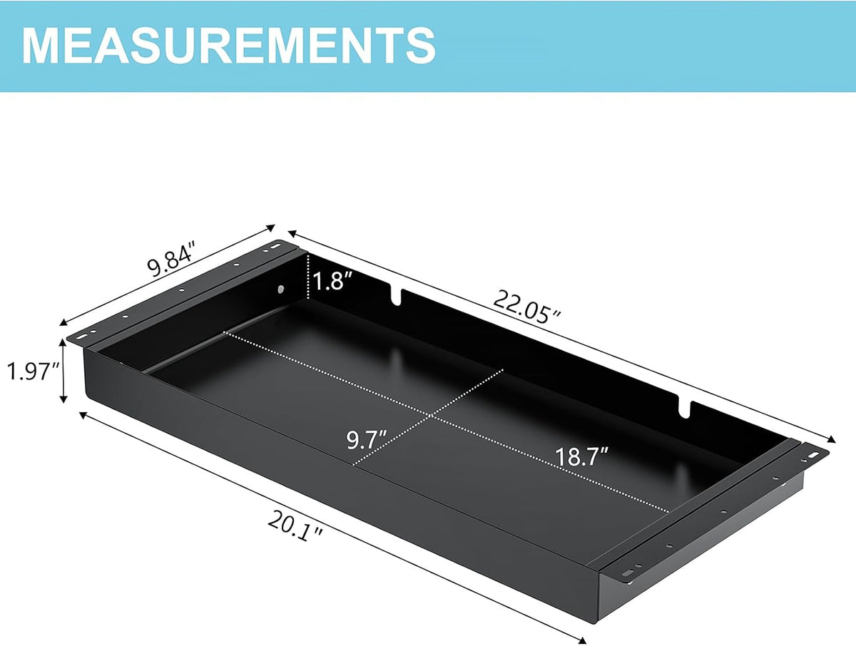 Under Desk Drawer,20.1 inch Carbon Steel Slide-Out Under Table Storage Organi...