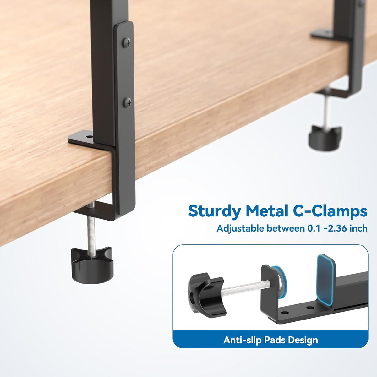 KDD Clamp On Desk Organizer - Adjustable 2-Tier Above or Under Desk Shelves w...