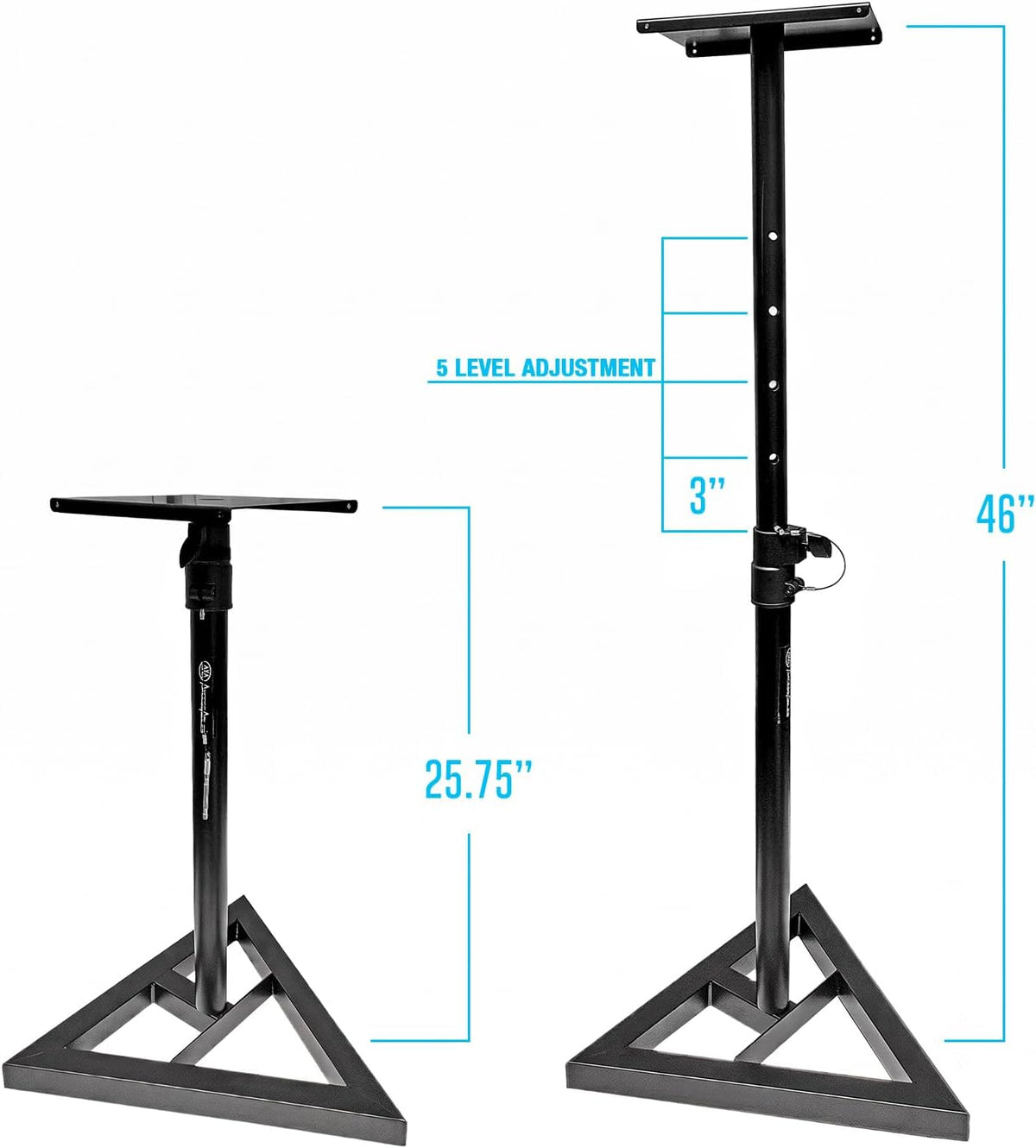 AxcessAbles Studio Monitor Speaker Stands Pair. 80lb Capacity per Stand. Adju...