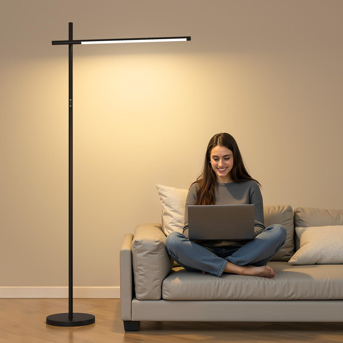 LED Corner Floor Lamp, 360°Rotating Head, Super Bright 1800LM Dimmable Minima...