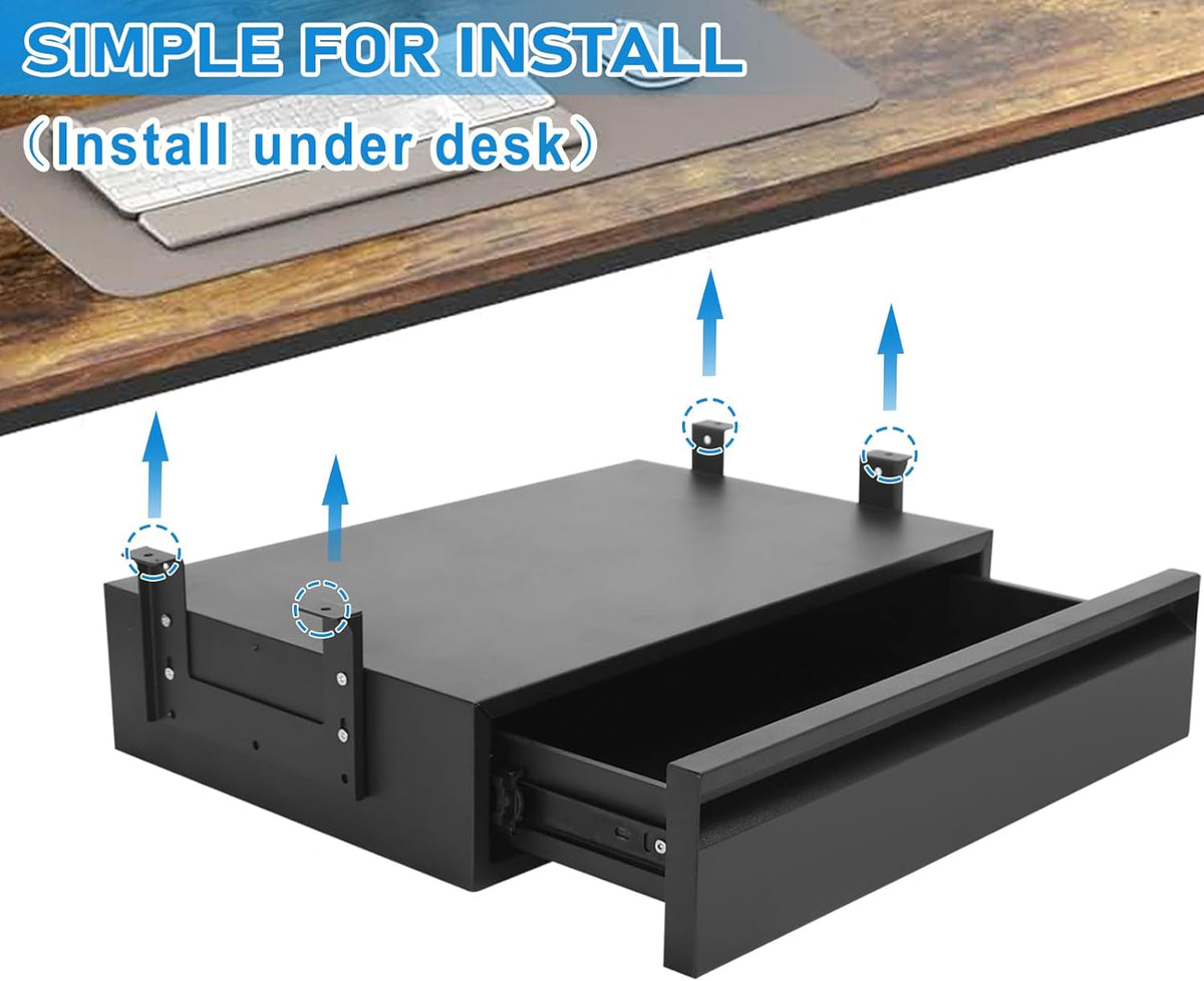 POPMOON 18 inch Under Desk Drawer, Adjustable Pull Out Storage Organizer