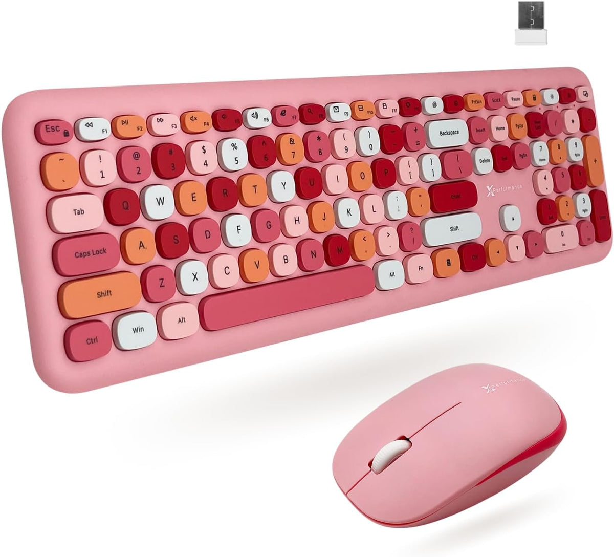 X9 Pink Keyboard and Mouse Wireless Combo - Retro Typewriter Keyboard and Mou...