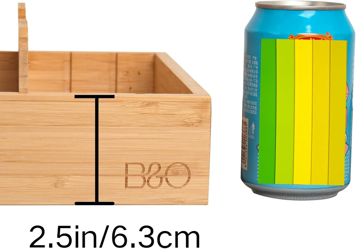 Natural Bamboo Storage Tray with 5 Custom Dividers, Deep Drawer Organizer for...