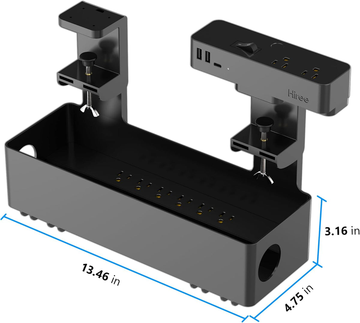 Hiree Under Desk Cable Management Tray with Power Strip, 8 AC Outlets, 2 USB ...