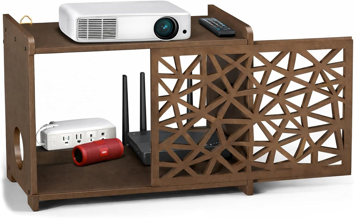 Upgrade Pine Wooden Router Box Hider, Large Capacity Projector Shelf Wall Mou...