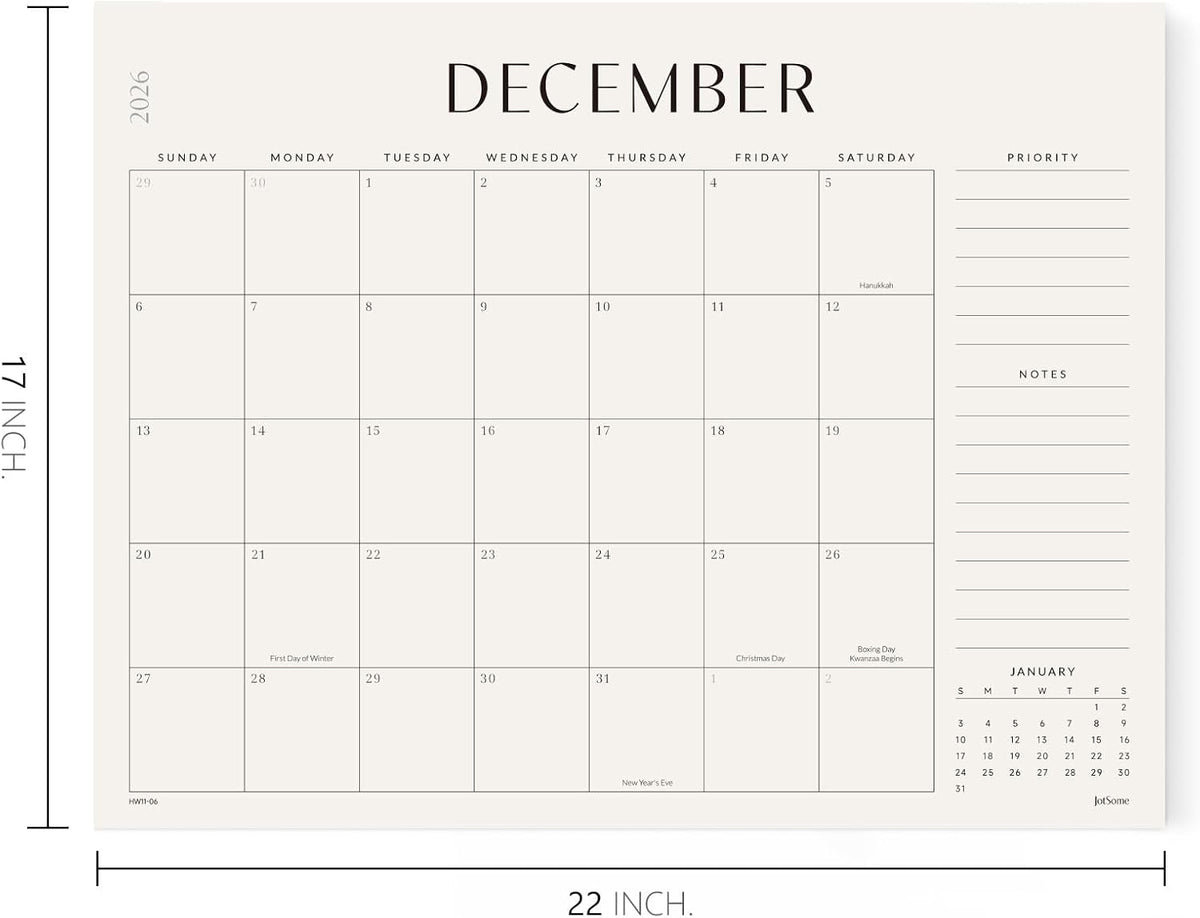 Jotsome Desk Calendar 2026-2027, Monthly Desk Calendar 22"x17"