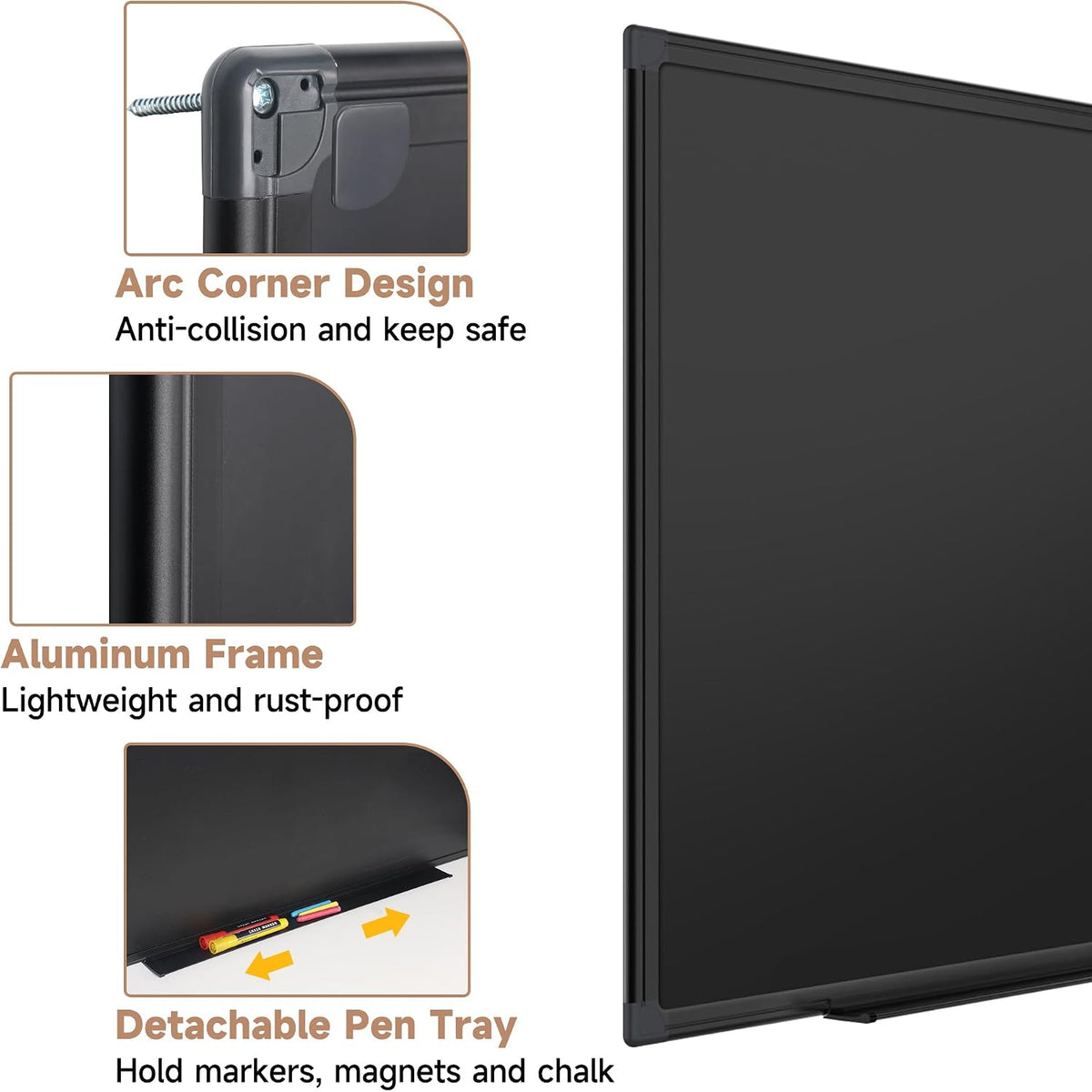 SELEAD Magnetic Chalkboard 72 x 48 Inches - Black Aluminum Frame